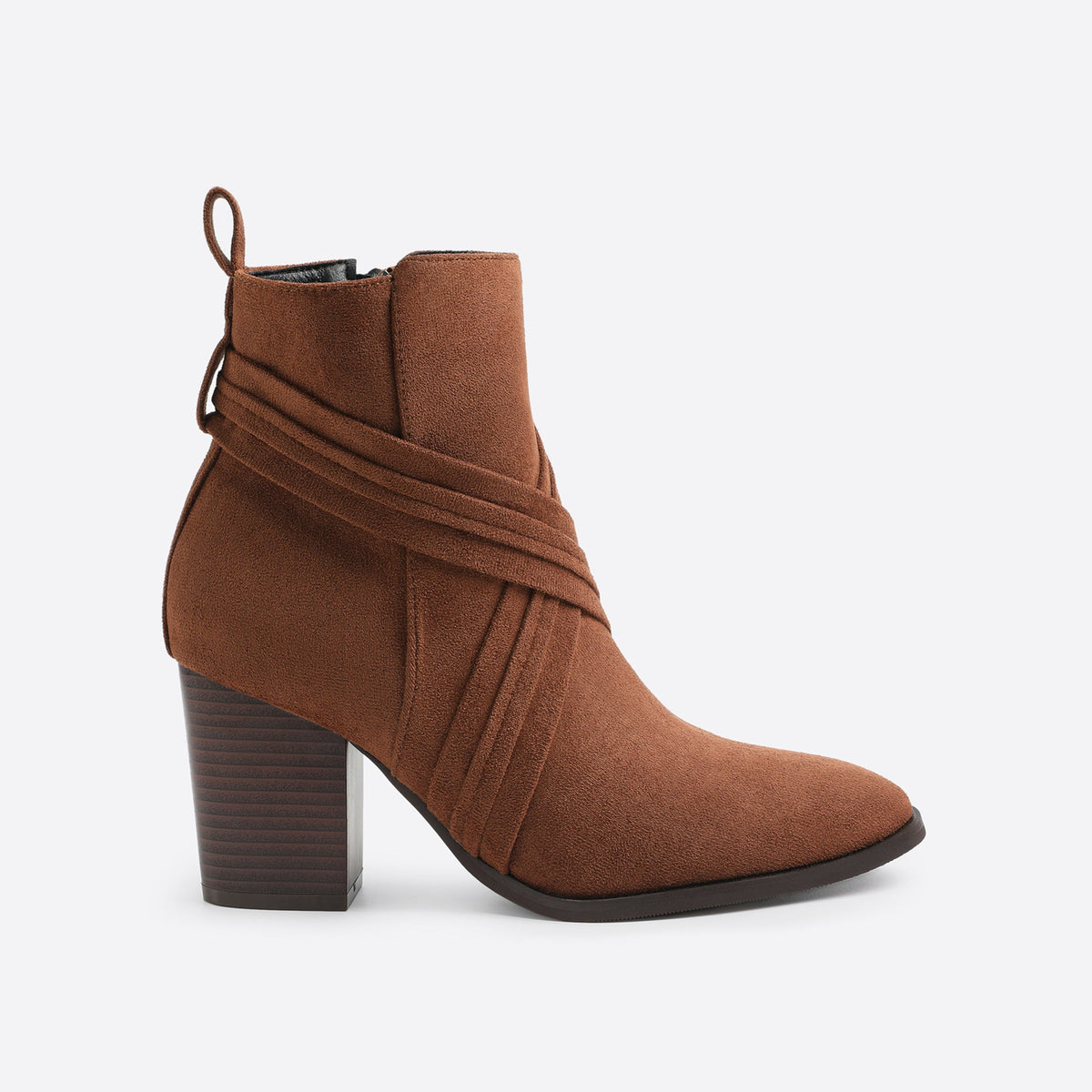 Women Suede Thick Heeled Side Zipper Boots