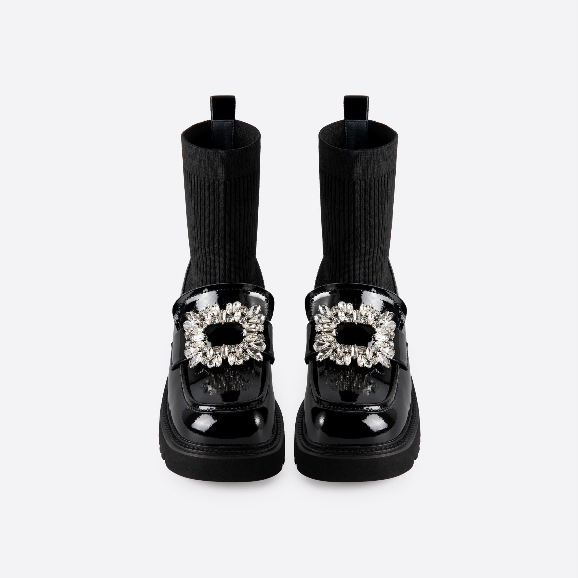 Women Rhinestone Thick-Soled Sock Boots