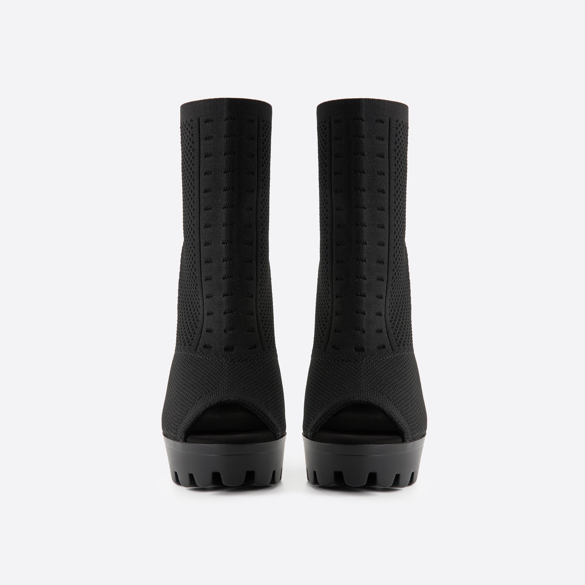 Futurecen- Women Peep Toe Block Sock Boots