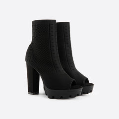 Futurecen- Women Peep Toe Block Sock Boots