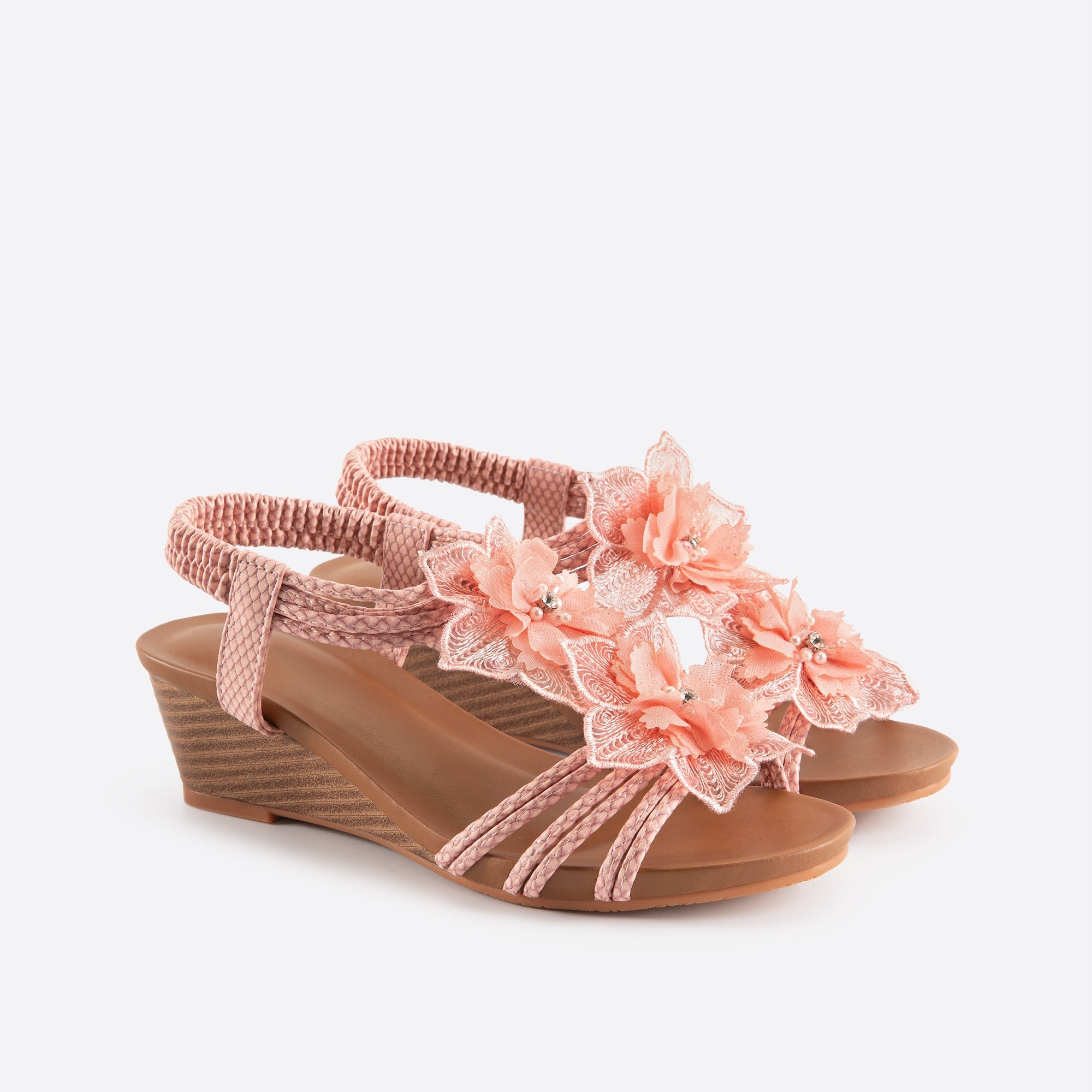 Women Flower Decor Wedge Sandals