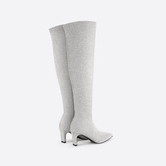 Women Knee High Fine Heeled Pointed Toe Boots