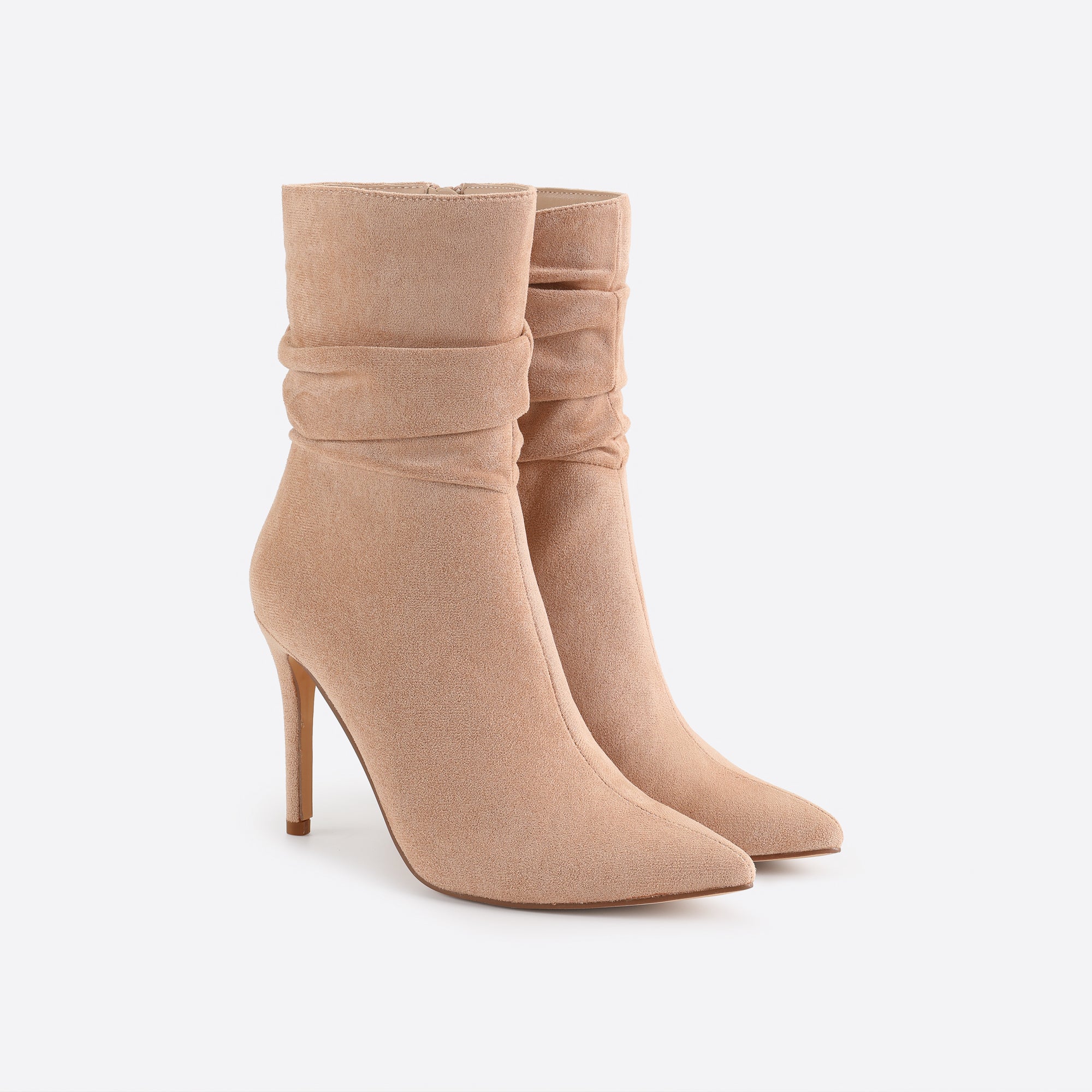 Women Point Toe Heeled Suede Boots