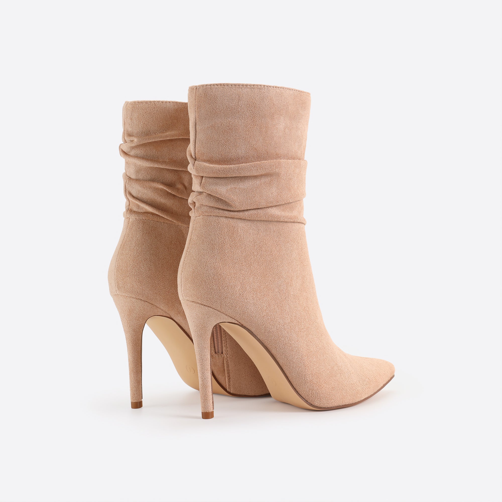 Women Point Toe Heeled Suede Boots