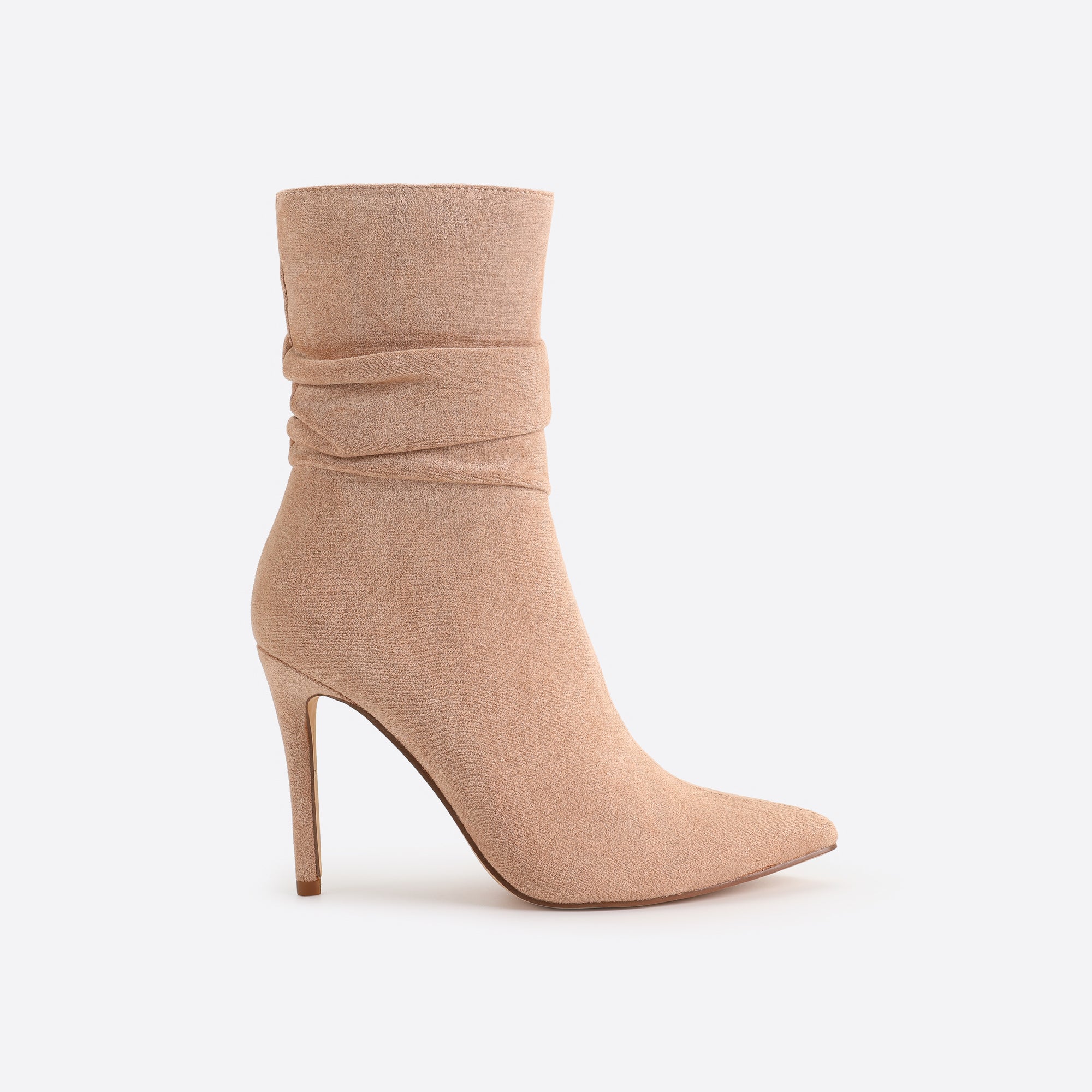 Women Point Toe Heeled Suede Boots