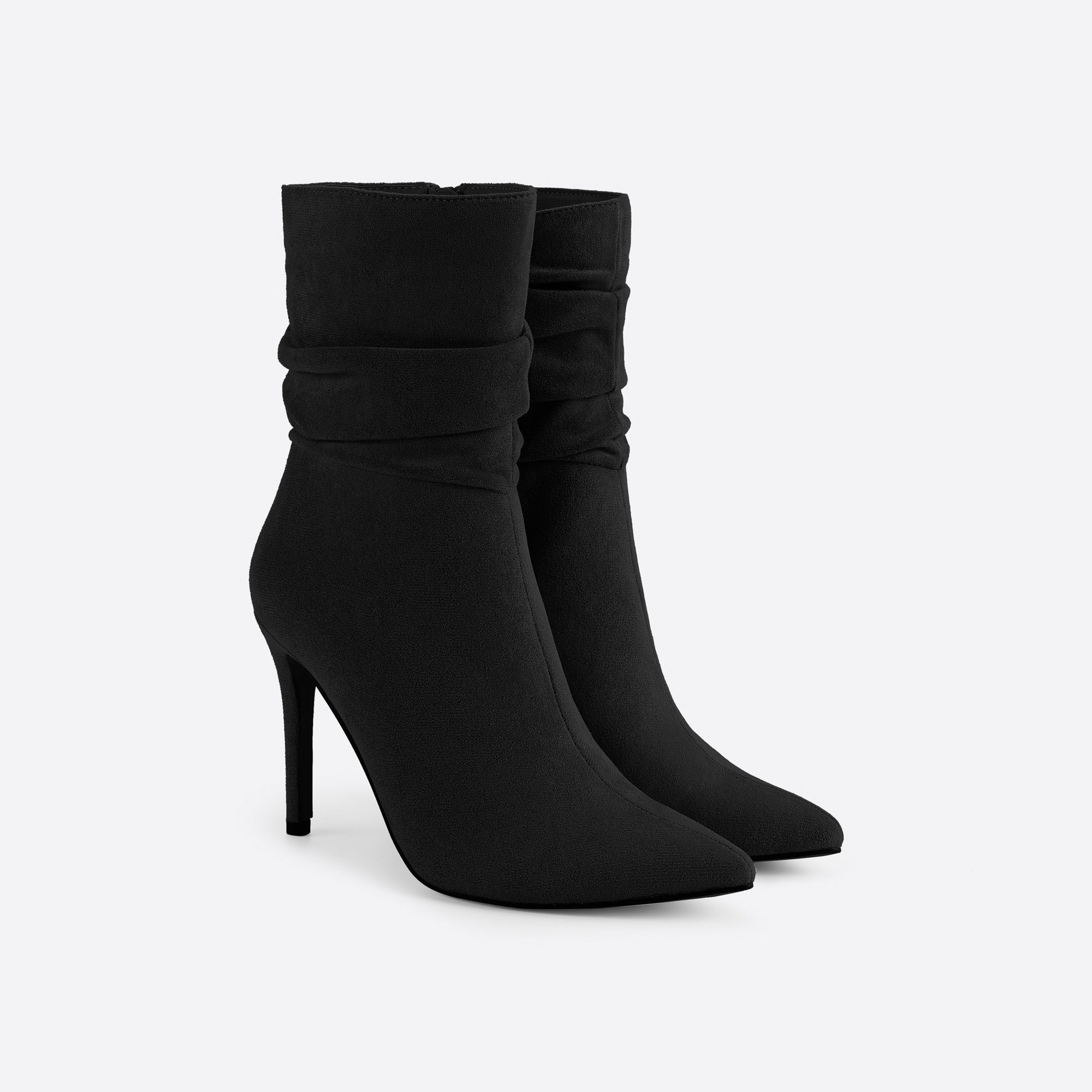 Women Point Toe Heeled Suede Boots