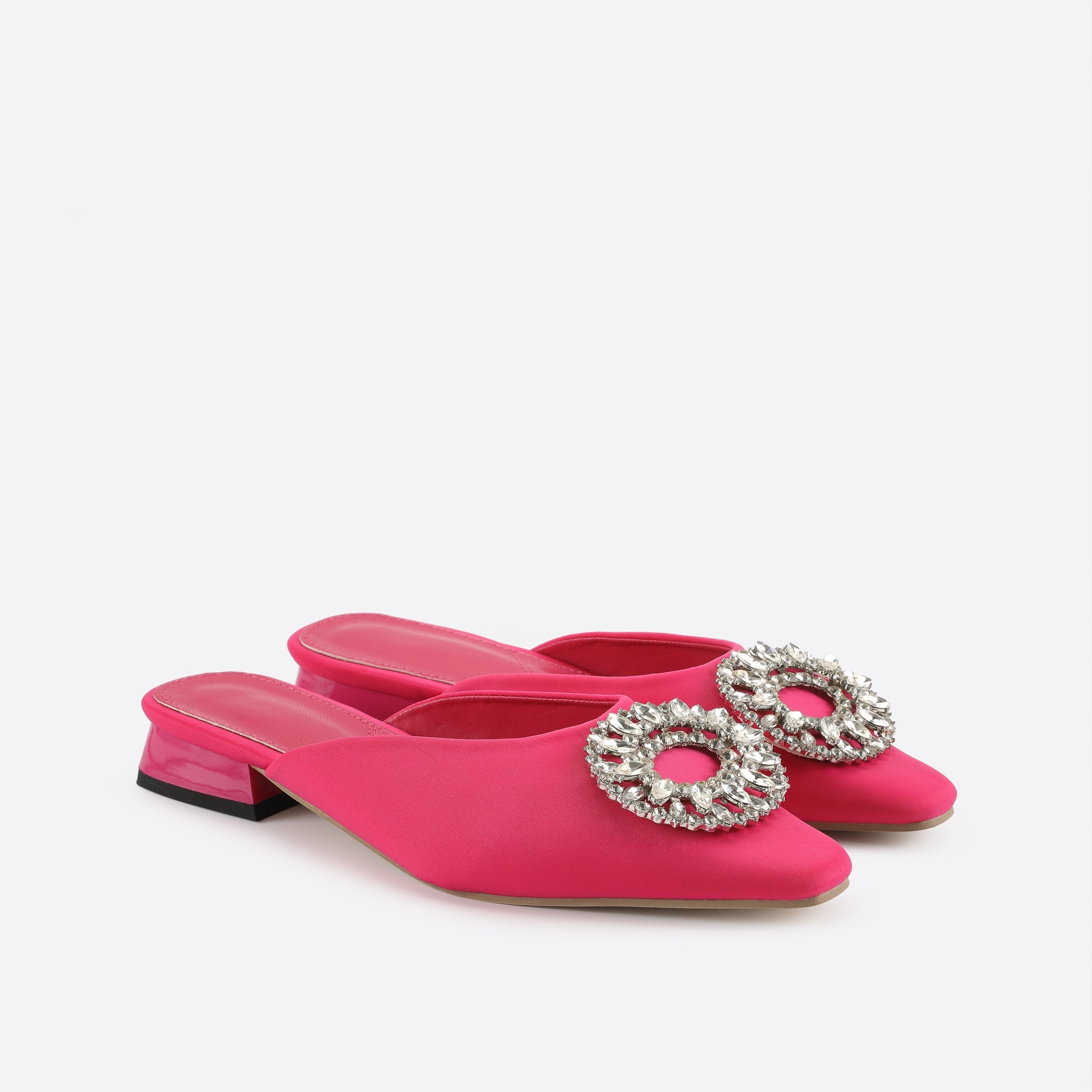 Rhinestone Buckle Fashion Square Toe Flat