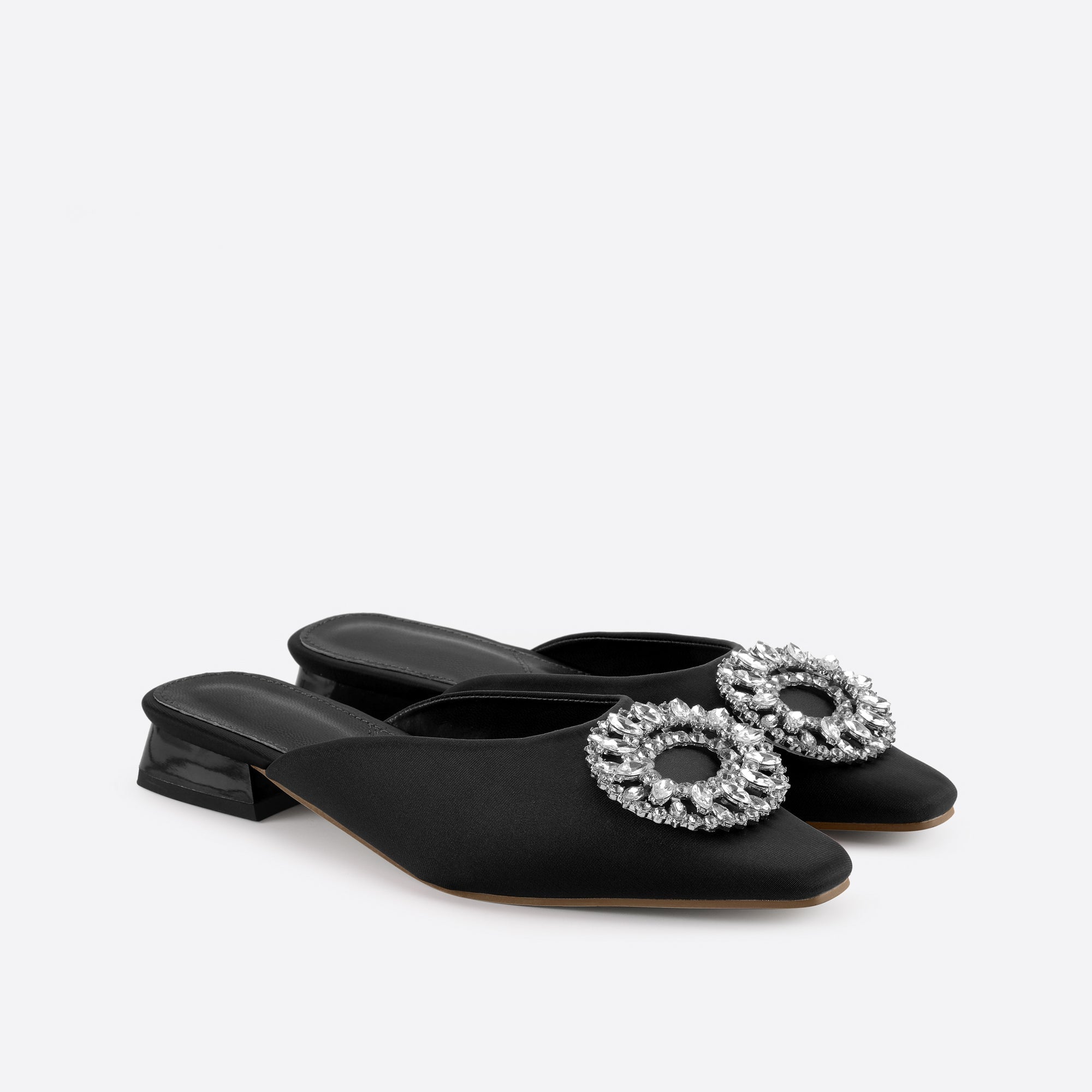 Rhinestone Buckle Fashion Square Toe Flat