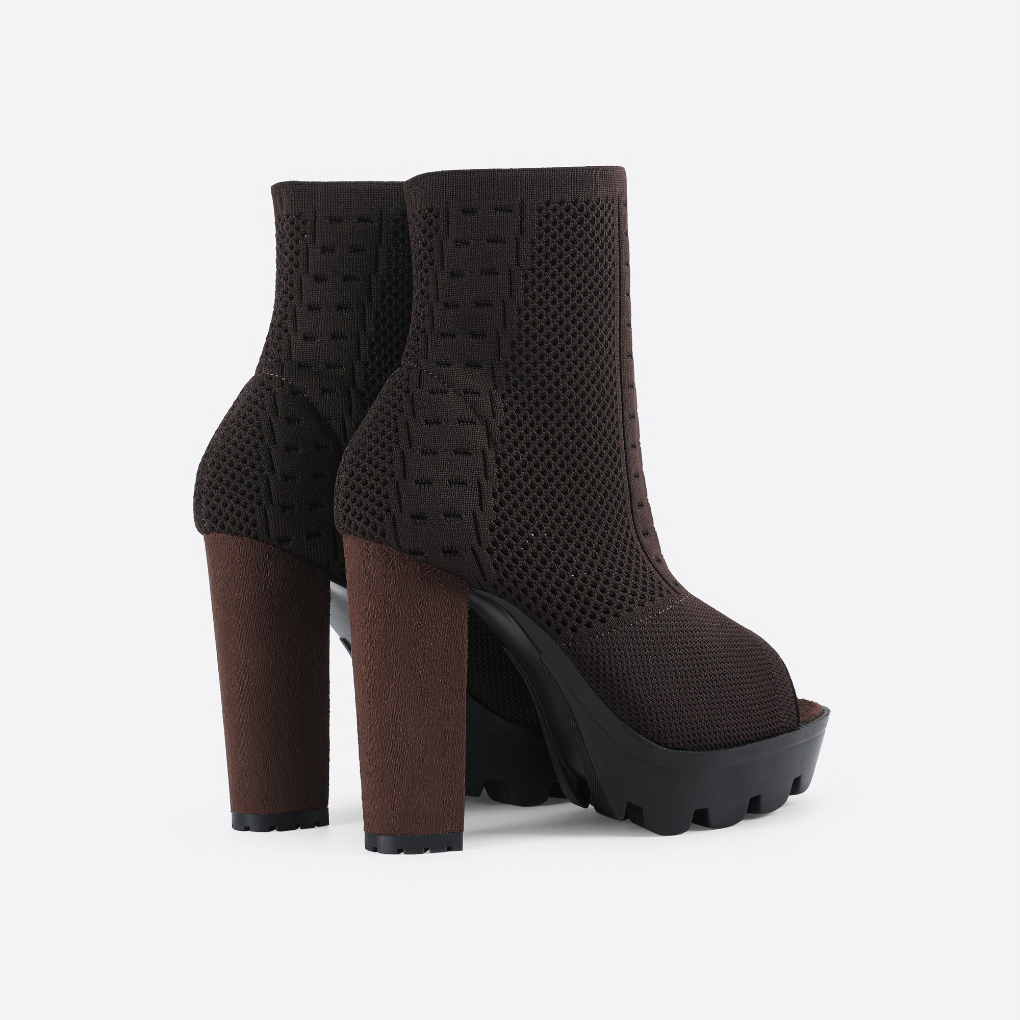 Futurecen- Women Peep Toe Block Sock Boots