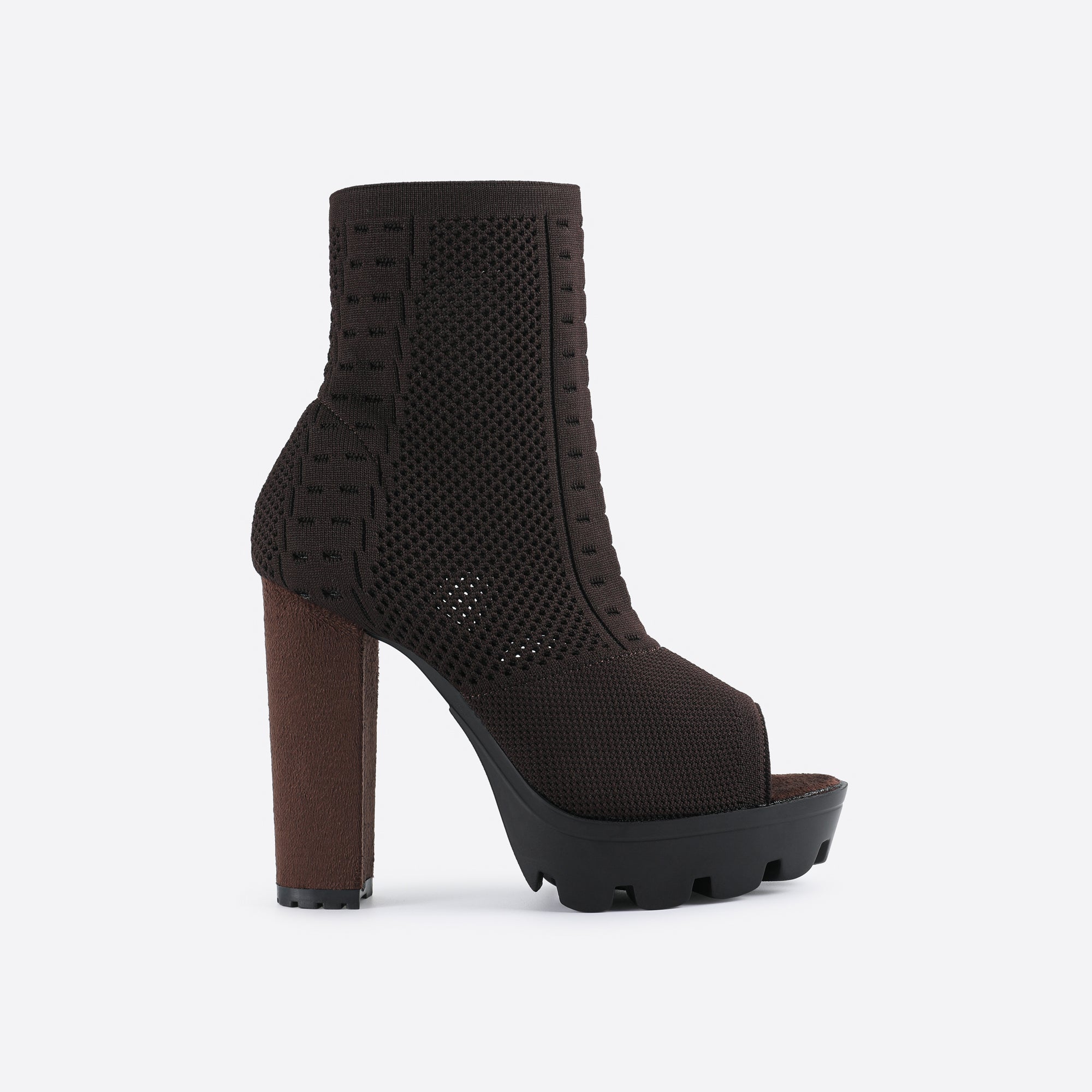 Futurecen- Women Peep Toe Block Sock Boots