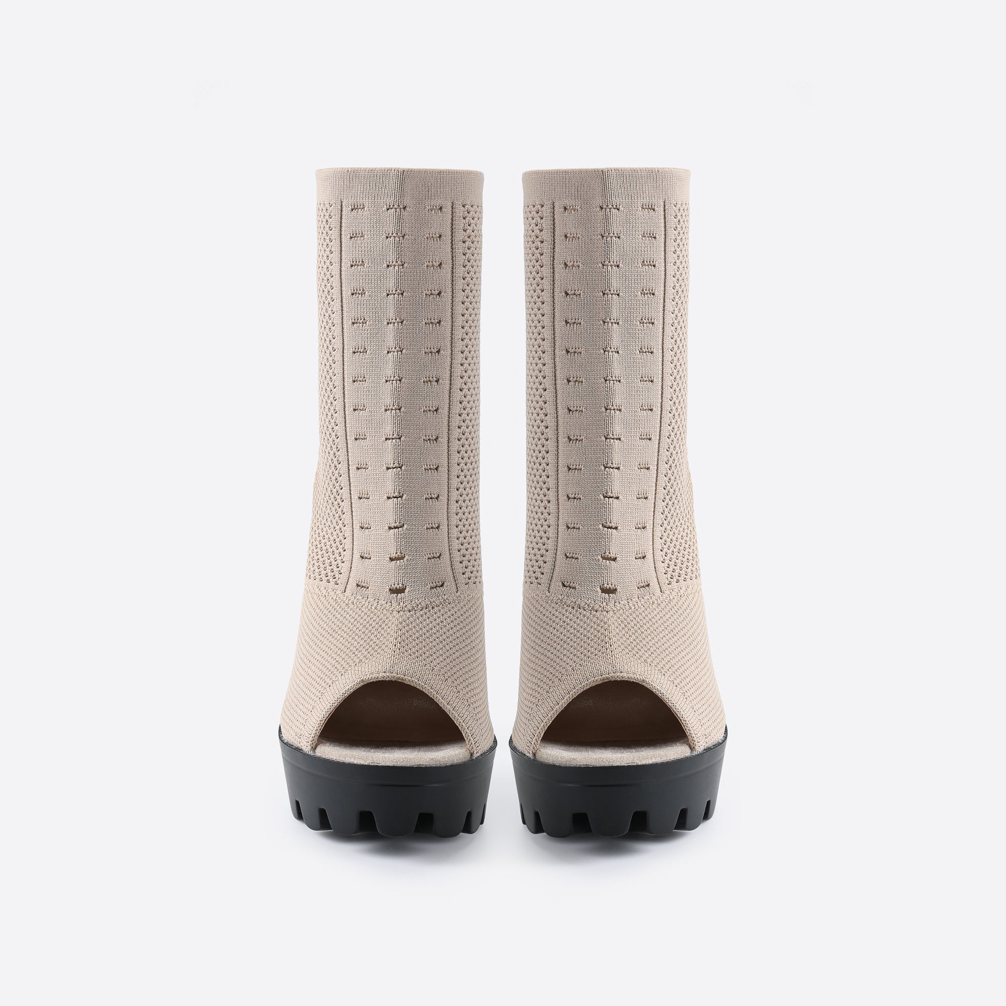 Futurecen- Women Peep Toe Block Sock Boots