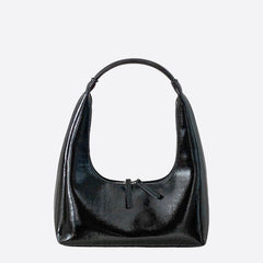 Simple Patent Leather Solid Color Shoulder Luna Bags