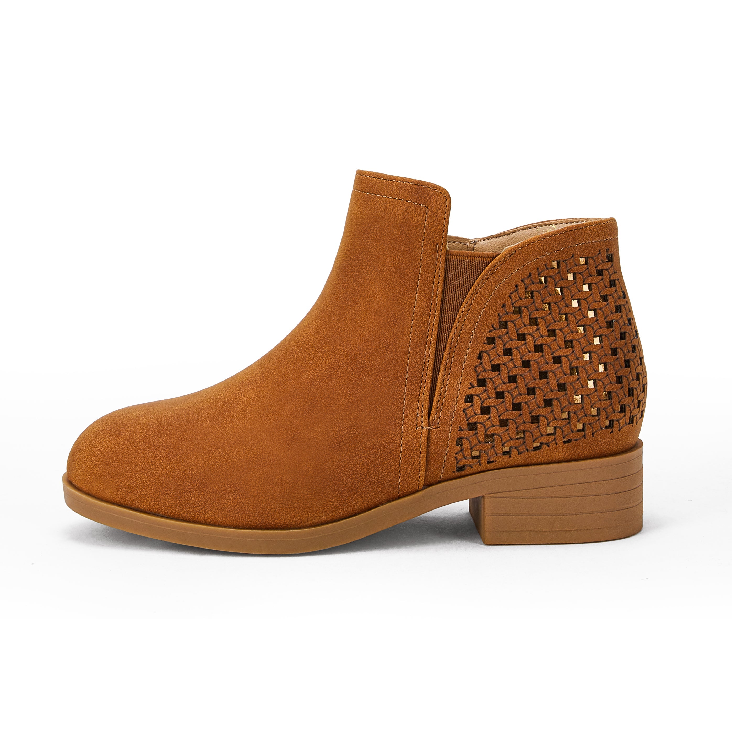 Kids Cutout Ankle Boots Chunky Low Heels Perforated Booties