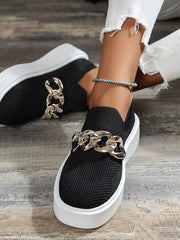 Chain Decor Slip-On Walking Sneakers