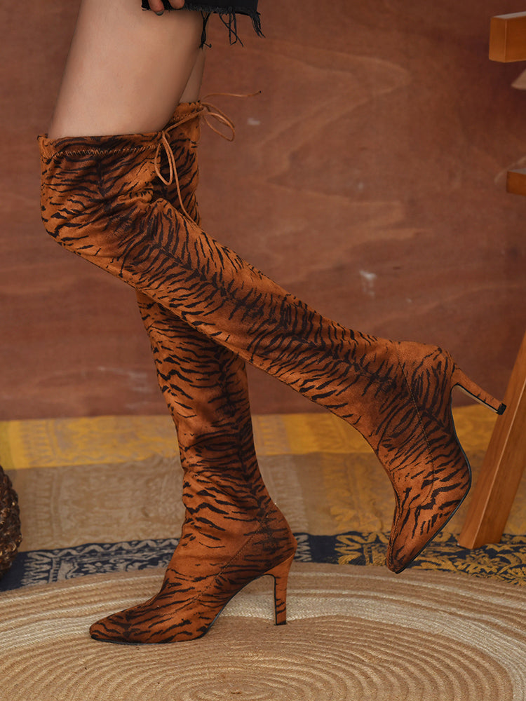 Animal Printed High Heel Boots