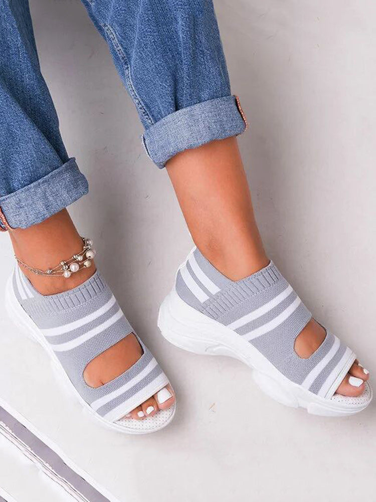 Striped Cutout Sandals