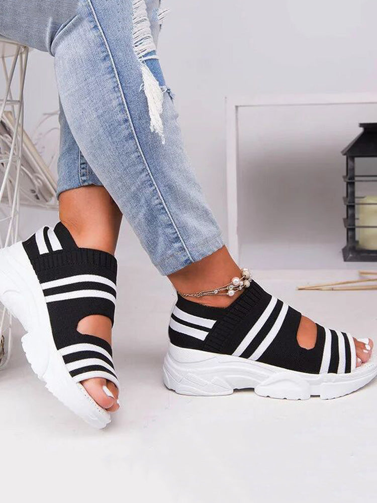 Striped Cutout Sandals