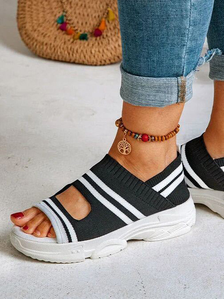 Striped Cutout Sandals