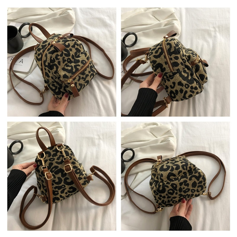 Mini Leopard Nylon Backpack