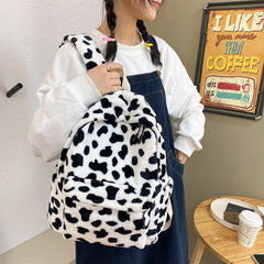 Cow Pattern Plush Backpack