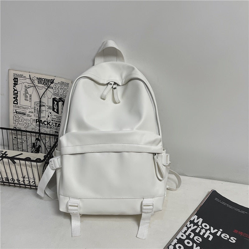 Leather Rucksack School Backpack