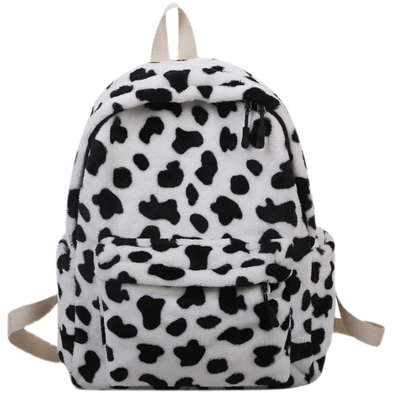 Cow Pattern Plush Backpack