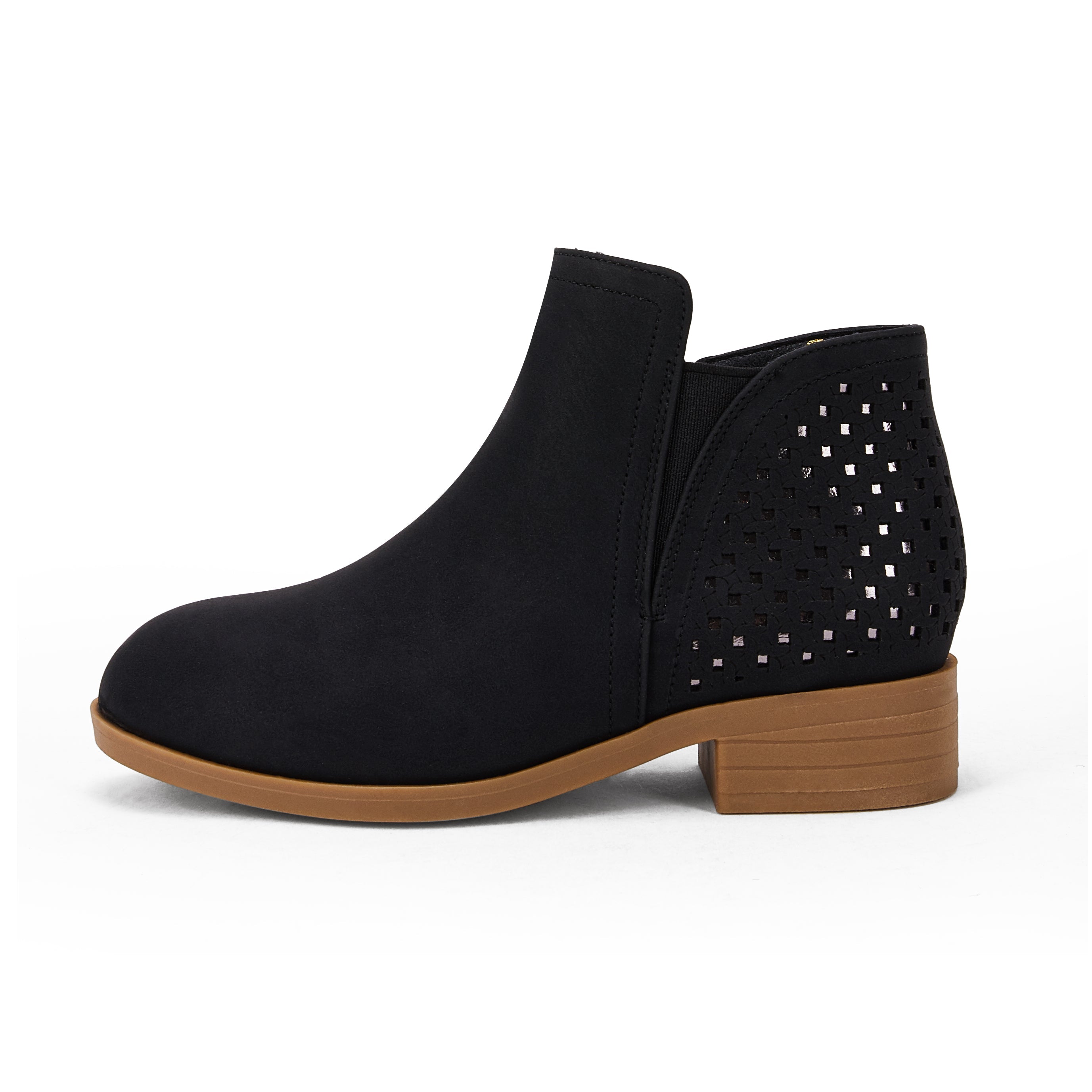 Kids Cutout Ankle Boots Chunky Low Heels Perforated Booties