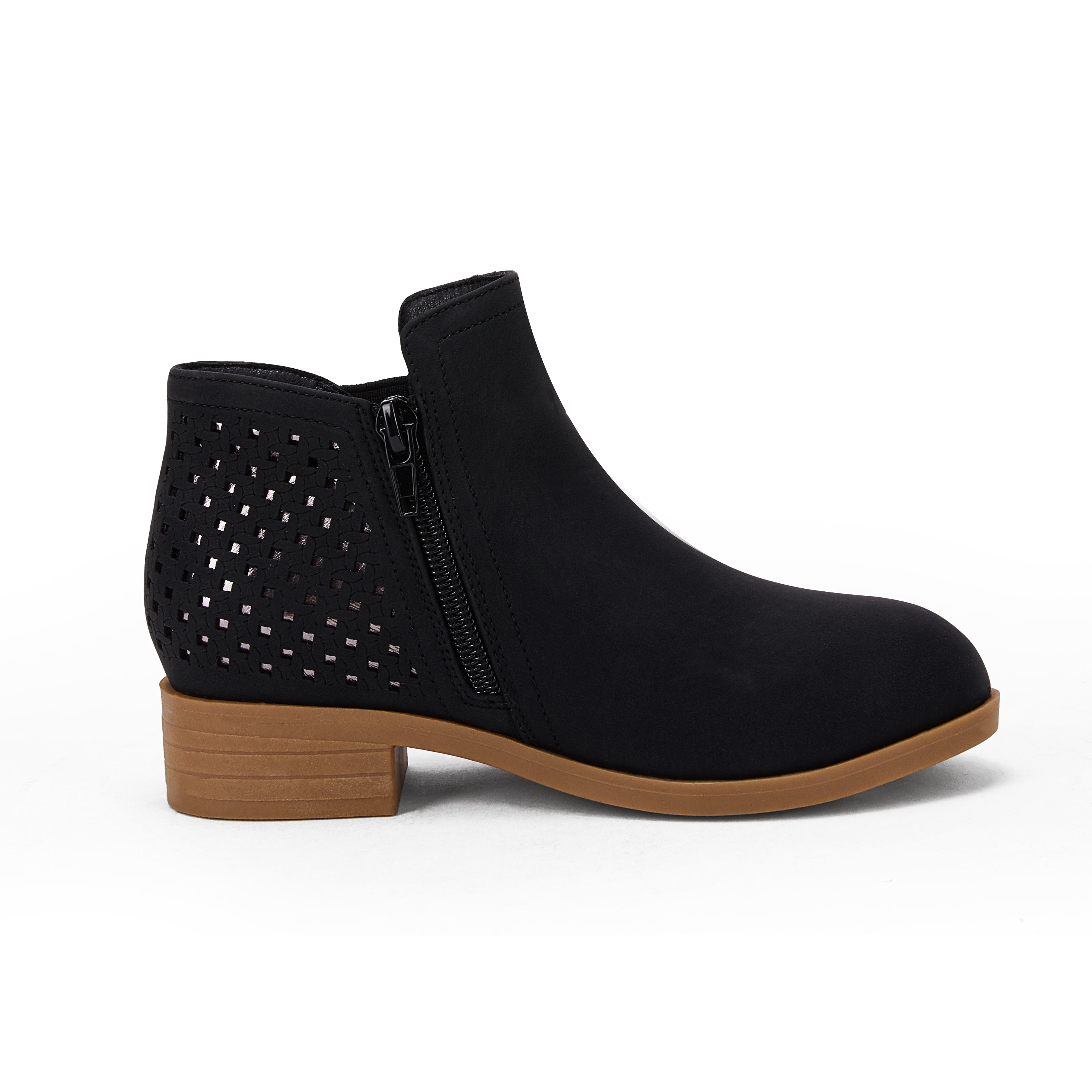 Kids Cutout Ankle Boots Chunky Low Heels Perforated Booties