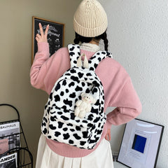 Cow Pattern Plush Backpack