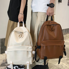 Leather Rucksack School Backpack