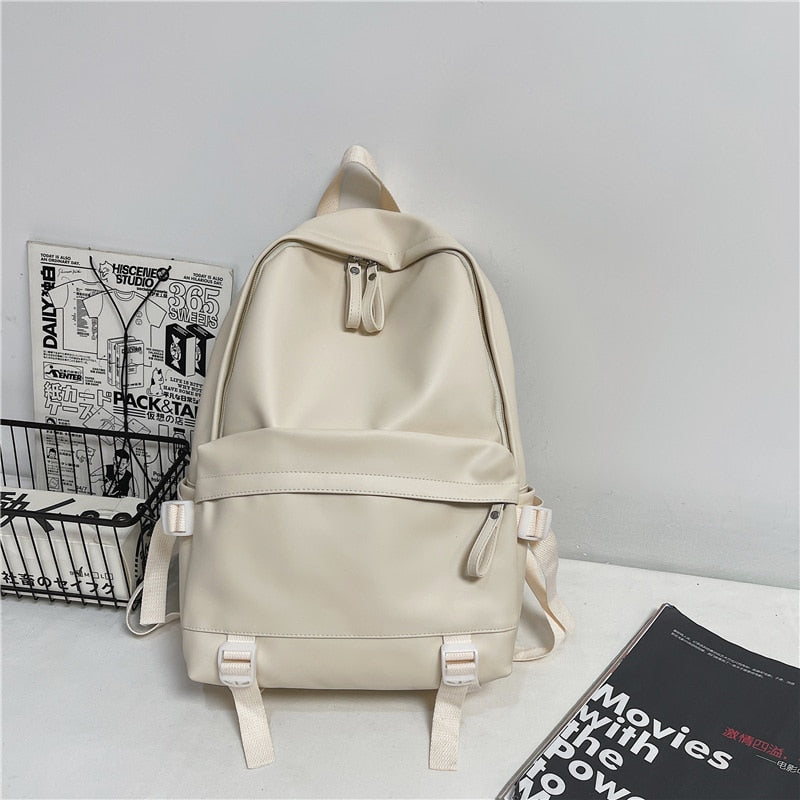 Leather Rucksack School Backpack