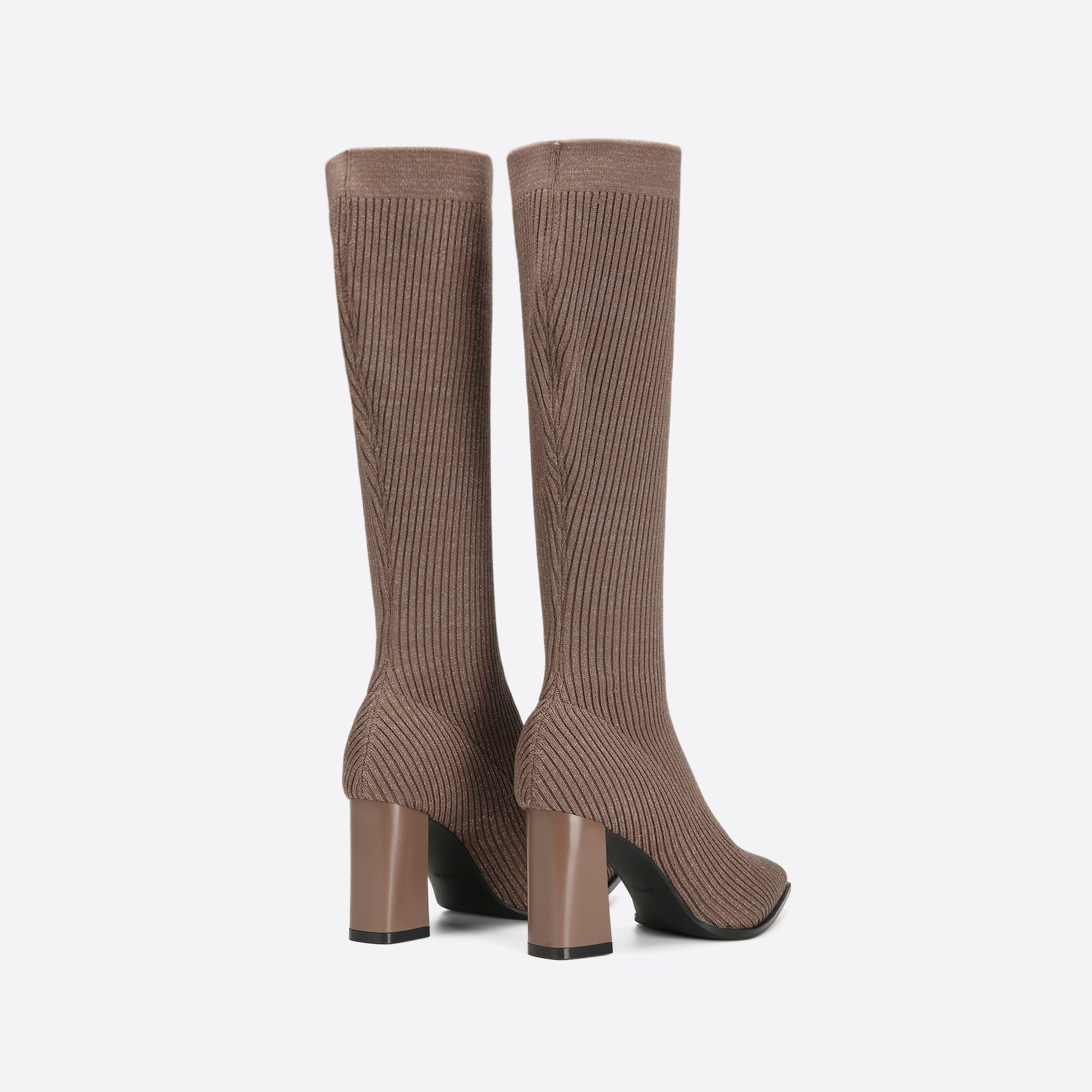 Futurecen- Women Knit Comfort Chunky Heeled High Boots