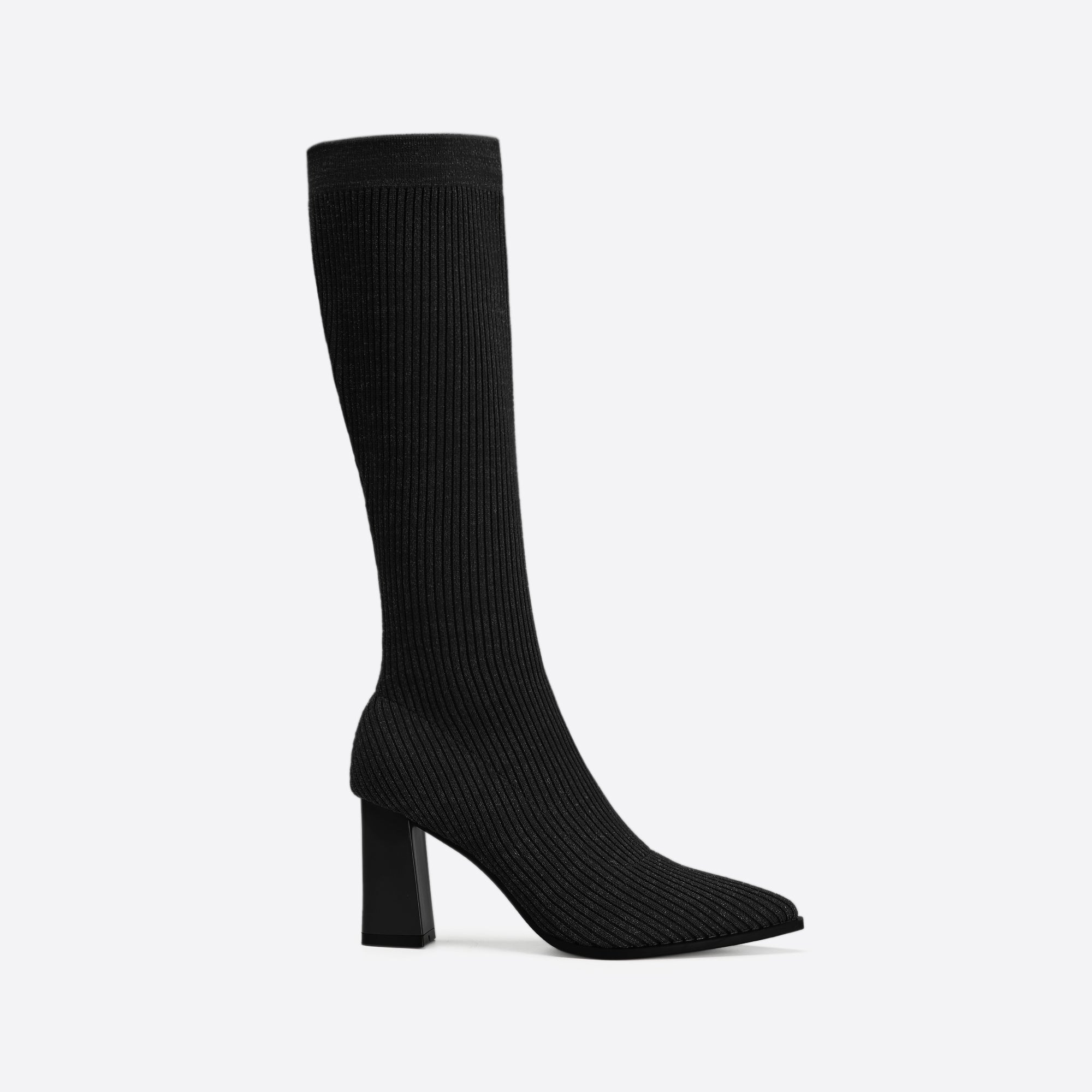 Futurecen- Women Knit Comfort Chunky Heeled High Boots