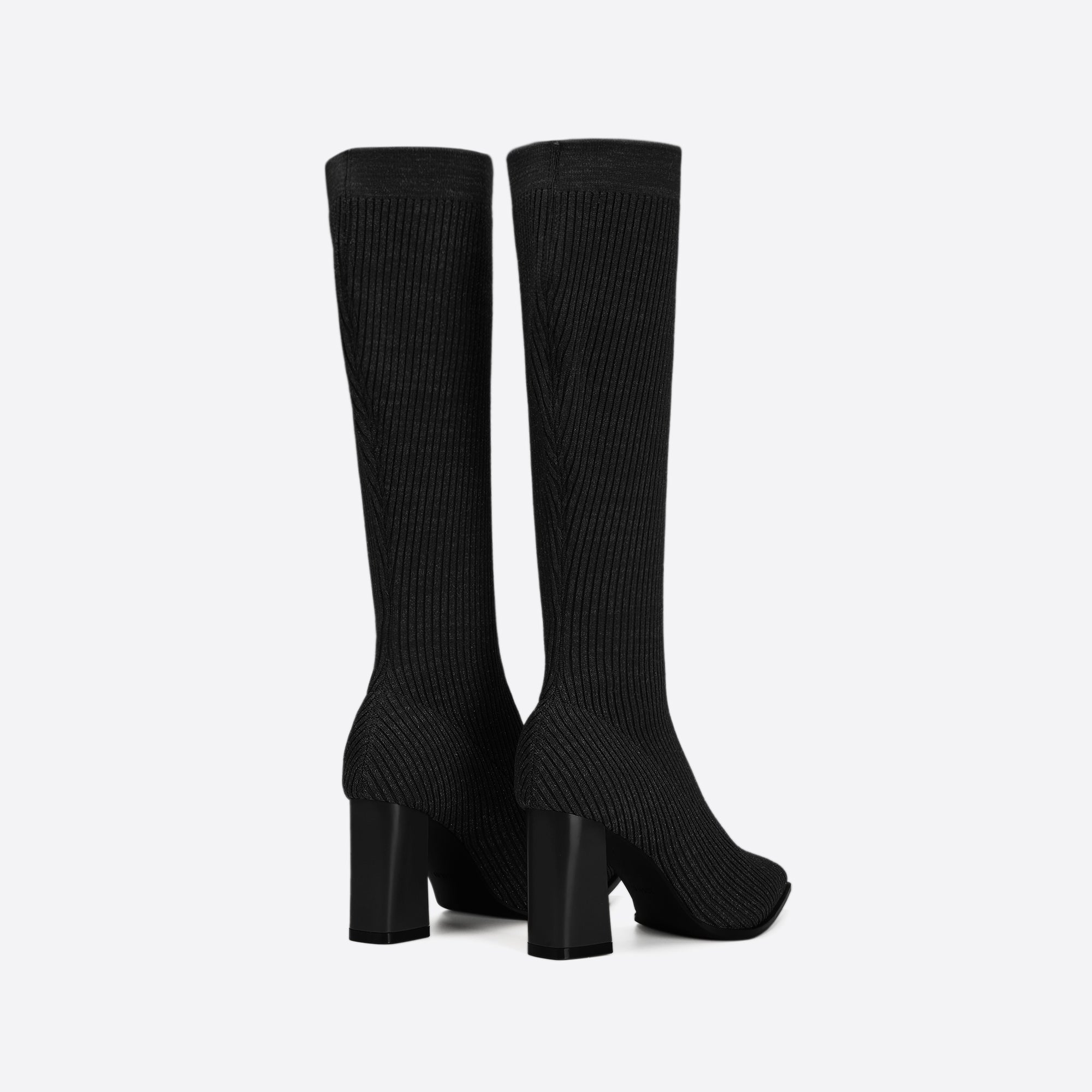 Futurecen- Women Knit Comfort Chunky Heeled High Boots