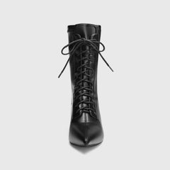 Women Lace-Up Pointed Toes Ankle Boots