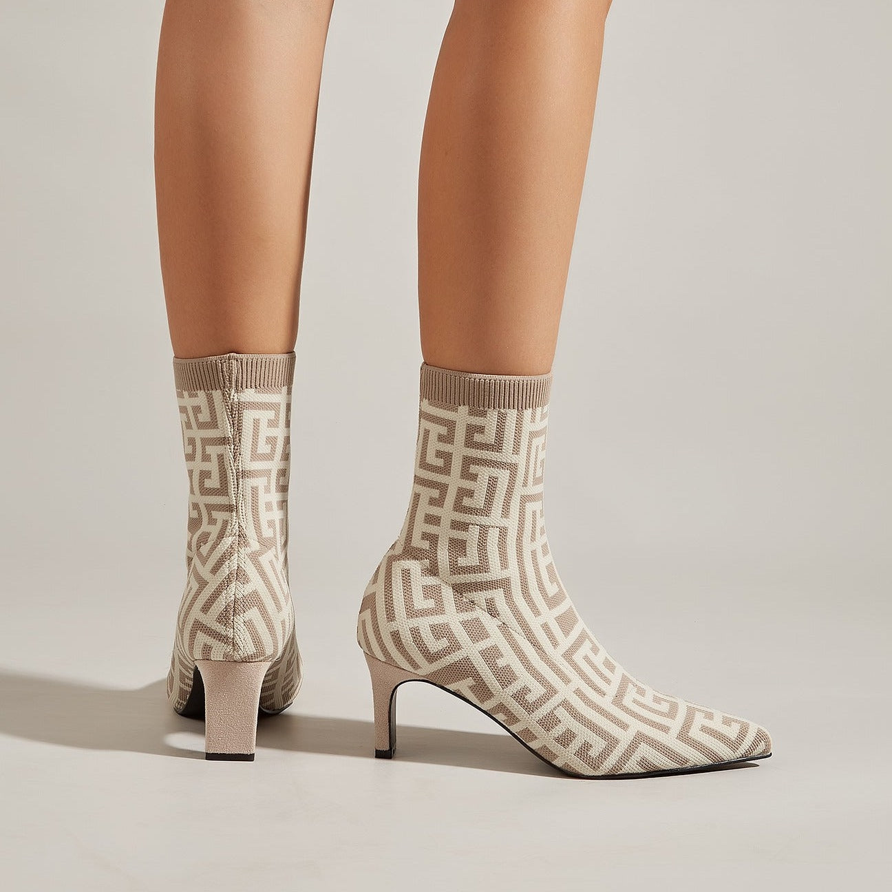 Futurecen- Women Pointed Toe Mid-Calf Sock Boots