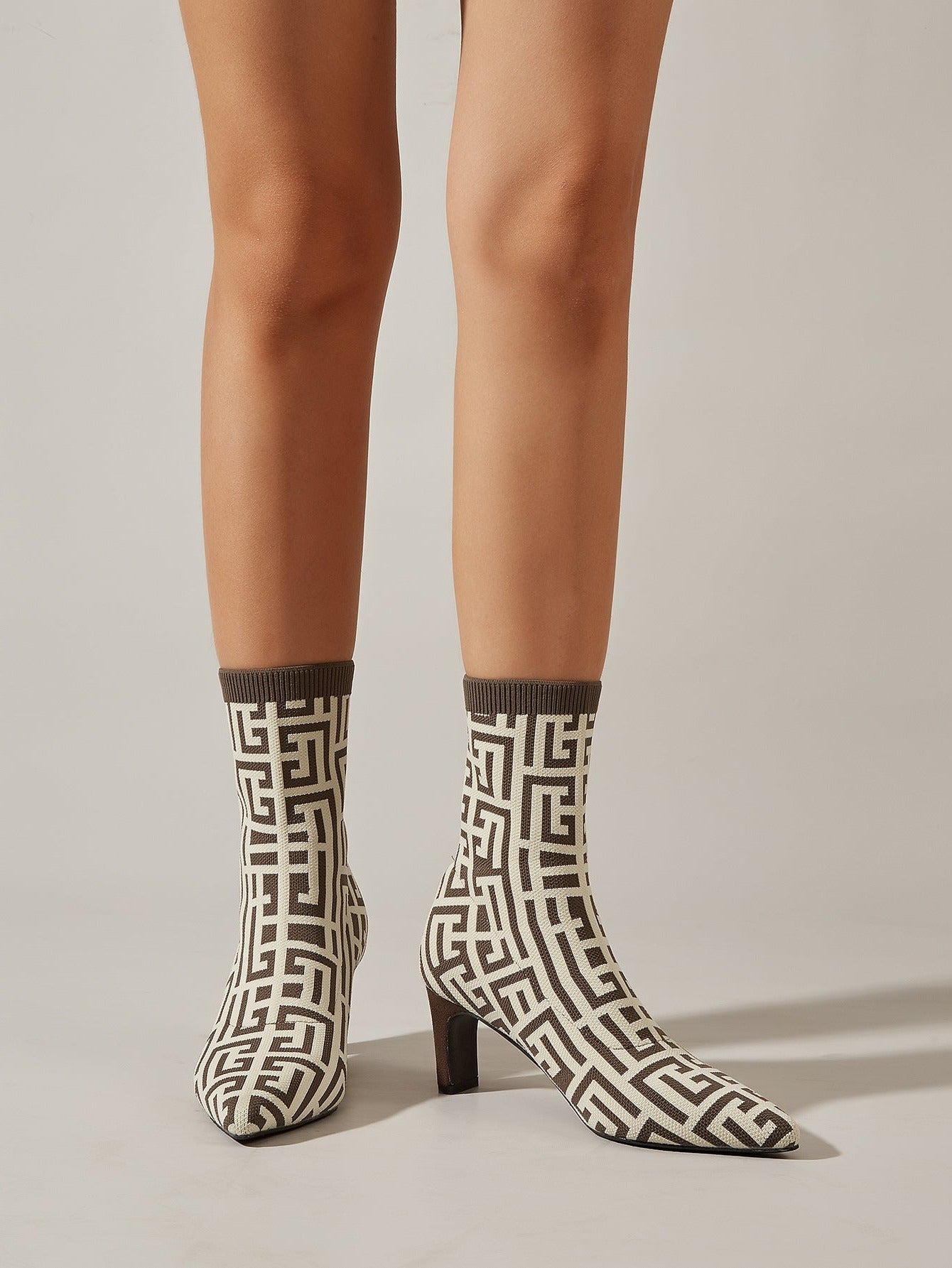 Futurecen- Women Pointed Toe Mid-Calf Sock Boots