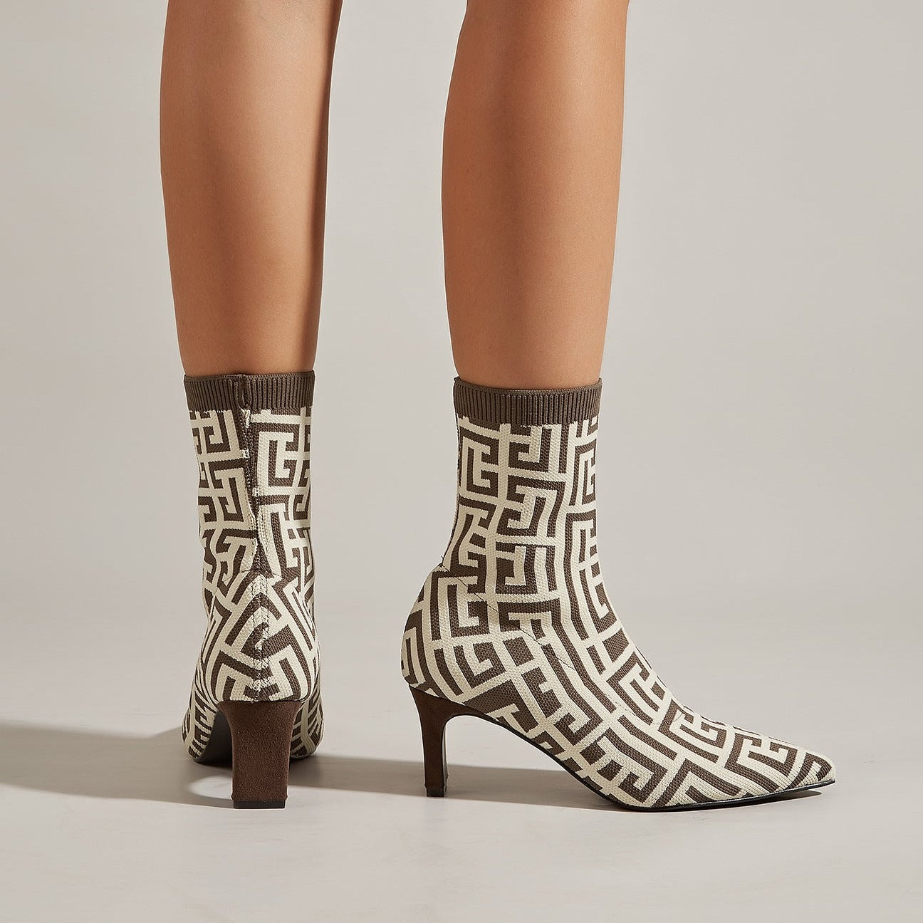 Futurecen- Women Pointed Toe Mid-Calf Sock Boots