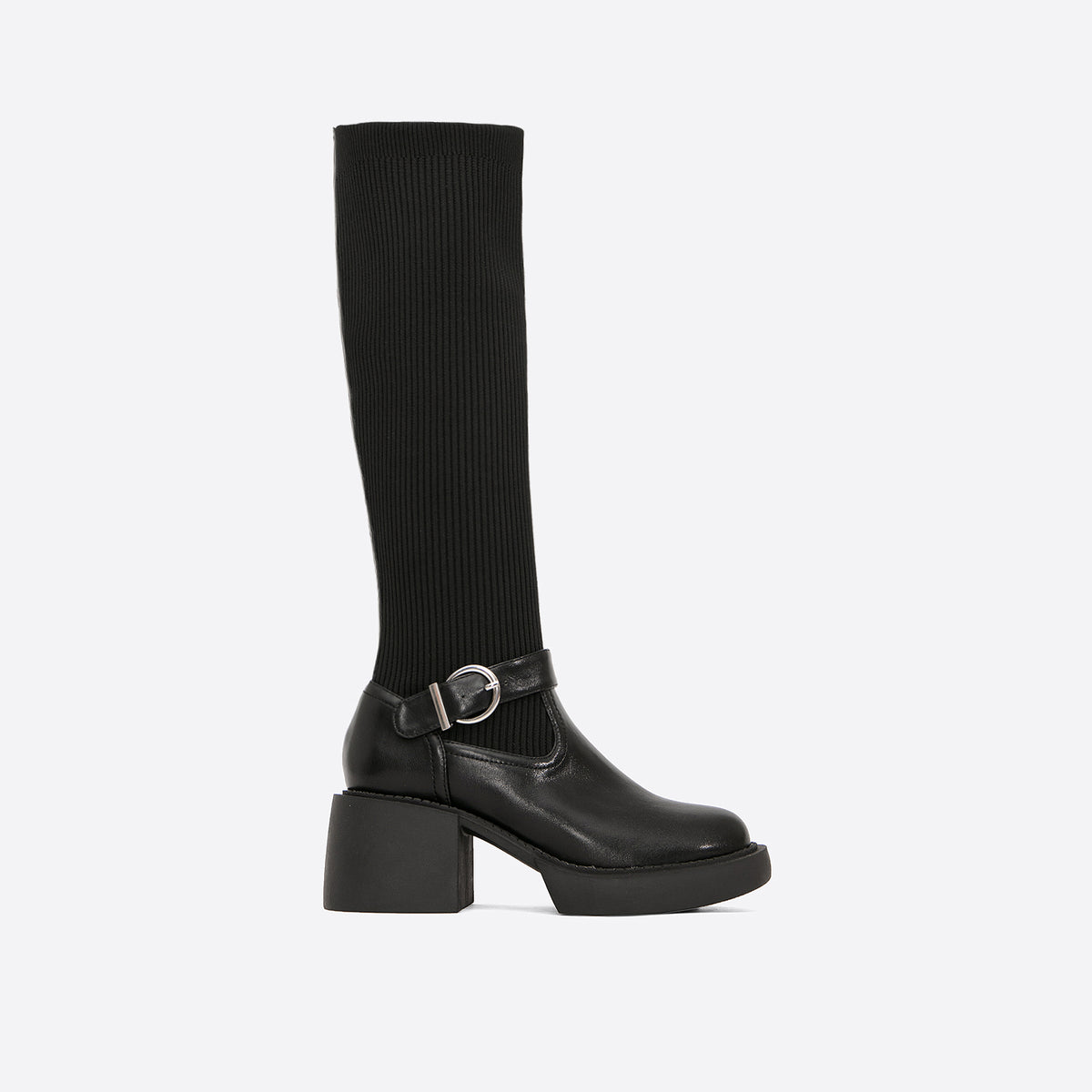 Futurecen-Women Buckle Decor Two Tone High Boots