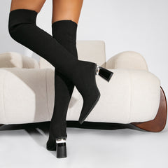 Futurecen- Women Minimalist Over Knee Boots