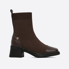 Futurecen- Women Square Toe Two Tone Ankel Boots