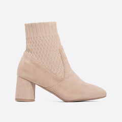 Futurecen- Women Two Tone Heeled Ankle Boots