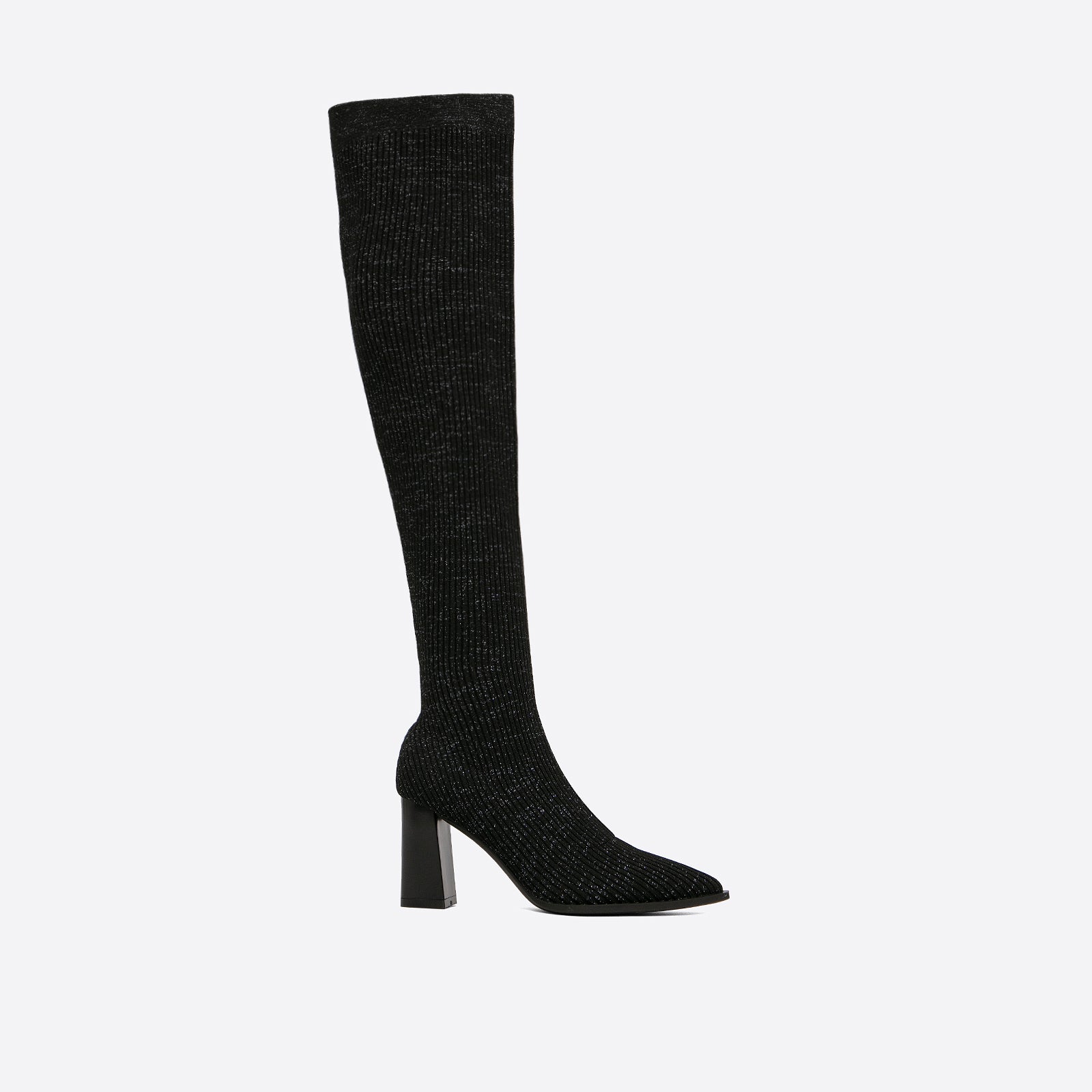 Futurecen- Women Knit Comfort Chunky Heeled High Boots