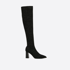 Futurecen- Women Knit Comfort Chunky Over Knee Boots