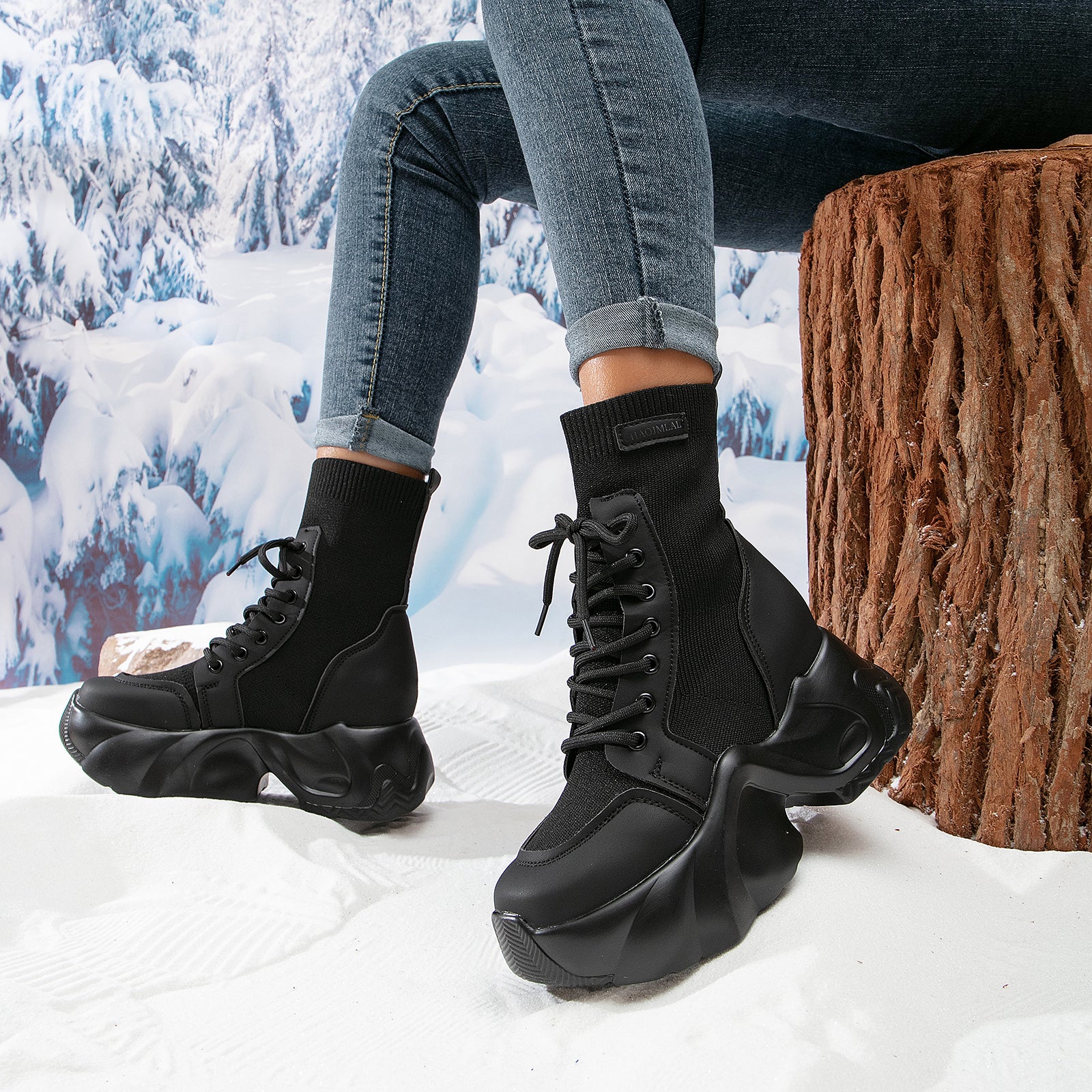 Futurecen-Women Platform Casual Ankle Boots