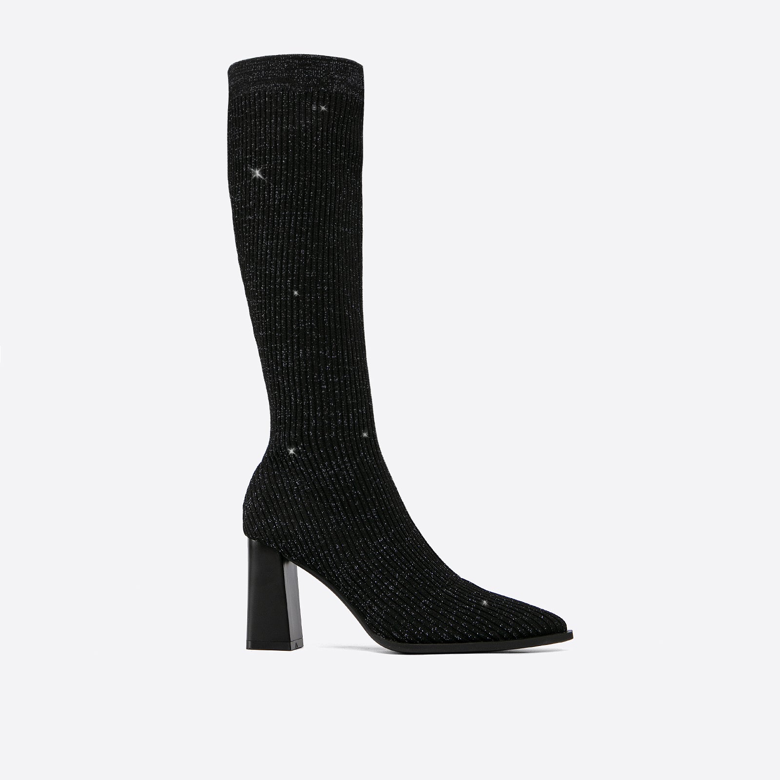 Futurecen- Women Knit Comfort Chunky Heeled High Boots