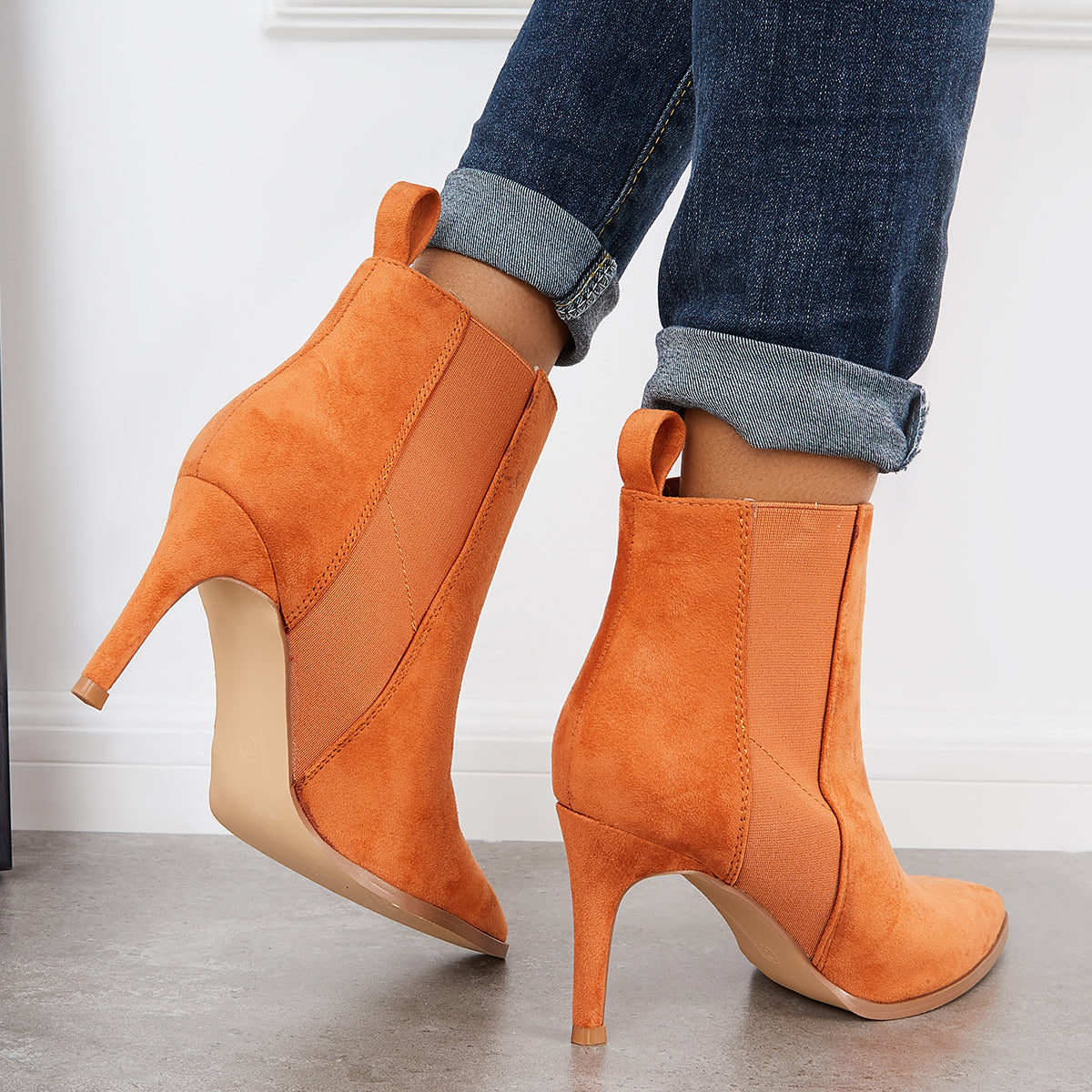 Casual Daily Working Ankle Boots Women Slip on Stiletto Chelsea Boots