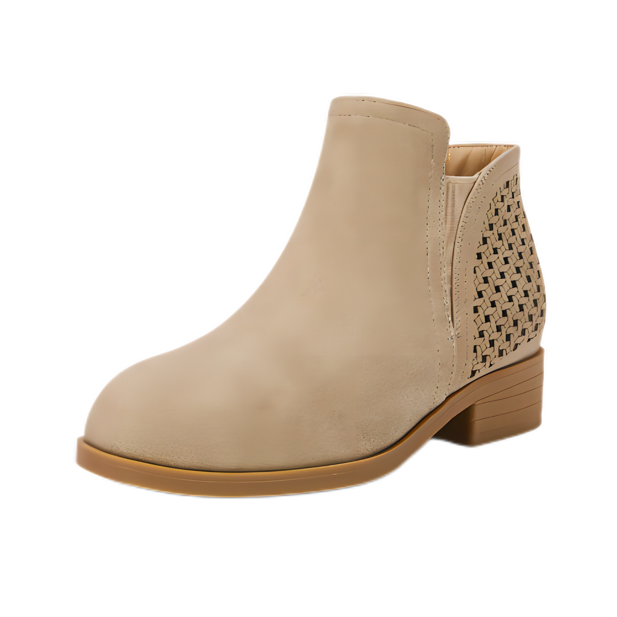 Kids Cutout Ankle Boots Chunky Low Heels Perforated Booties