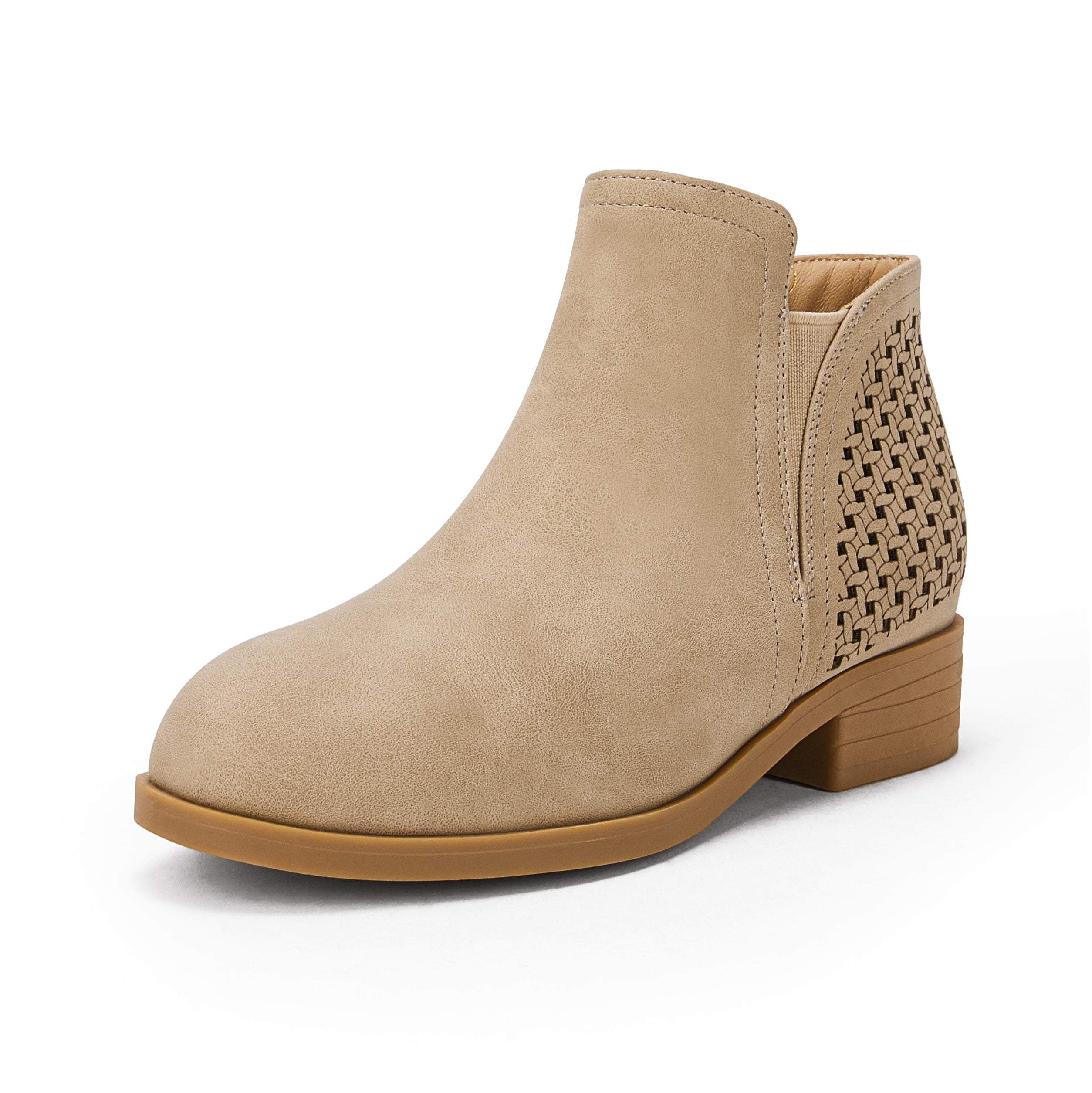 Kids Cutout Ankle Boots Chunky Low Heels Perforated Booties