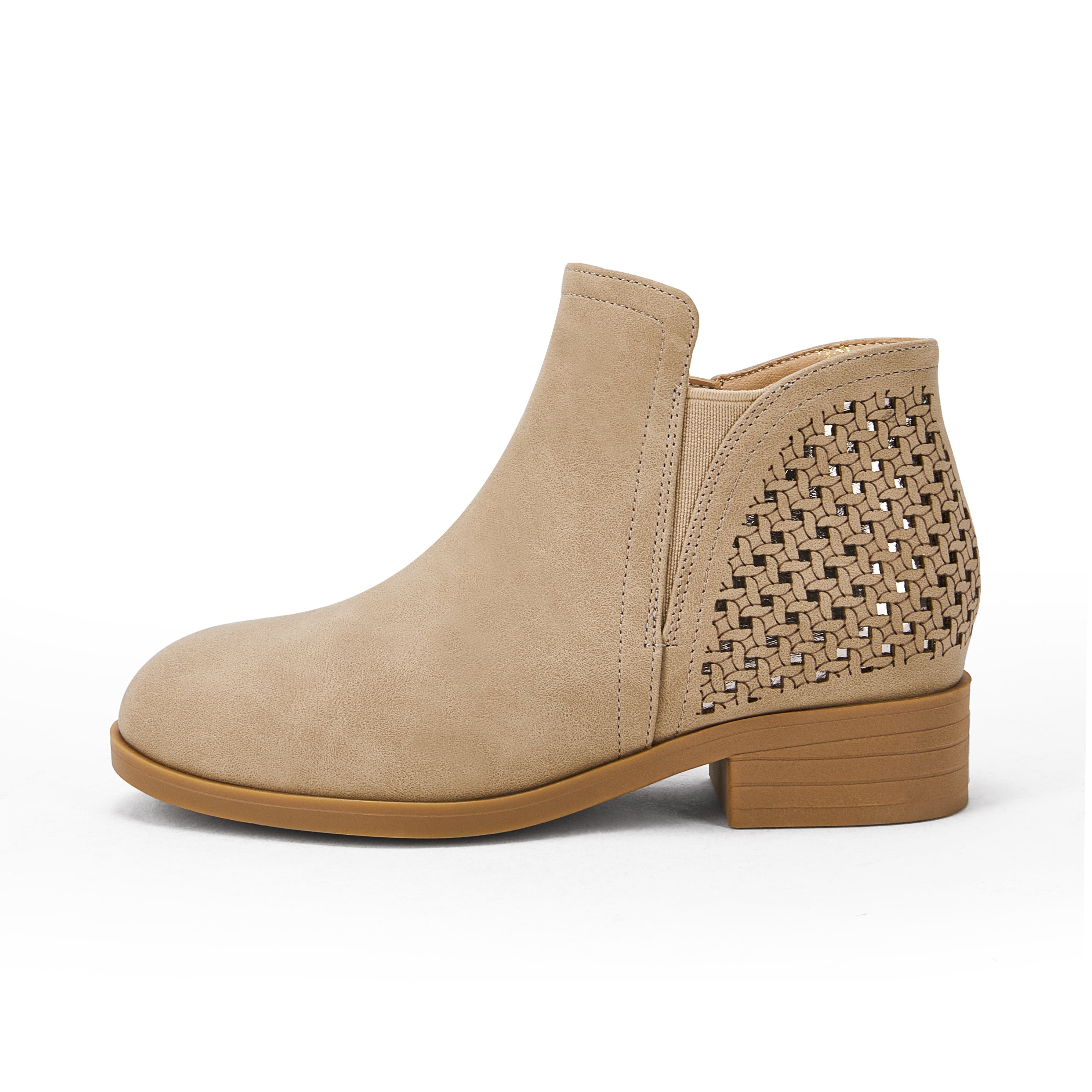 Kids Cutout Ankle Boots Chunky Low Heels Perforated Booties